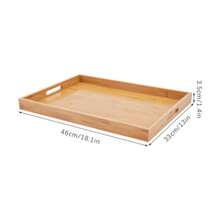 4pc Serving Tray Bamboo Wooden Tray W/ Handles Great For Dinner Trays Tea Desert - View 4