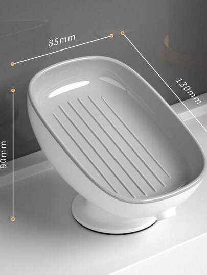 Soap Dish With Drainage, No-Drill Installation, Light Luxury Suction Cup Soap Box, Bathroom Soap Holder, Shower Shelf
