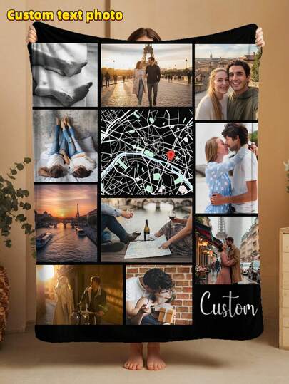 1pc Custom Blanket , Customization Blankets With Over 11 Images,Personalized Soft Cozy Blankets, Personalized Gift,Custom Gift Blanket For Birthday Washable