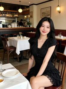 Women Short Dresses - Black - View 3