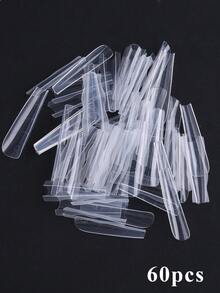 60PCS/Bag Sandwich Nail Dual Extension Form Top Mold And Bottom Mold Acrylic Nail Gel Tips For Builder Gel Extension With Guide Lines Full Coverage Extension Mold Clear Acrylic Fake Nails - Clear - View 14
