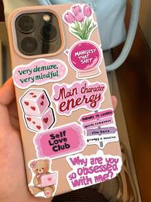 50张粉色涂鸦励志女性贴纸，适用于笔记本电脑、剪贴簿、行李箱、滑板、头盔等，卡通美学风格，创意礼物，剪贴簿用品，文具，趣味贴纸，Kindle适用 - A - 查看 8