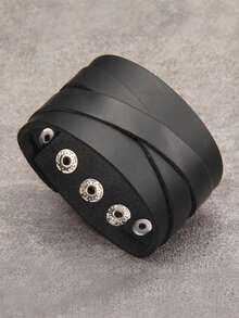 1 chiếc vòng tay da hai lớp phong cách retro tối giản, kiểu punk, unisex, có thể điều chỉnh. - màu nâu - Xem 16