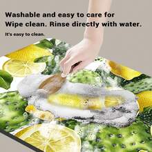 Summer Lemon Print Kitchen Countertop Drying Mat, Quick Dry Trivet For Dining Table, Bar, Coffee Machine, Non-Slip Waterproof Rubber Bottom, Easy To Clean - Mustard Yellow - View 8