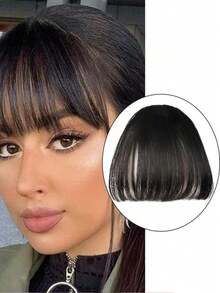 1pc Air Bangs Clip-On Hair Extension - Black - View 4