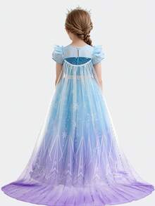 Princess Dress For Girls, Light Up Dress Up Costumes For Festival Cosplay Costume, Birthday Party Dress - 藍色 - 查看 8