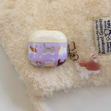 极简紫色波点猫咪吊坠，兼容苹果Pro第二代、第四代可爱保护壳，Pro第三代柔软耳机套（女士款），适用于1/2/3代 - 淡紫色 - 查看 5