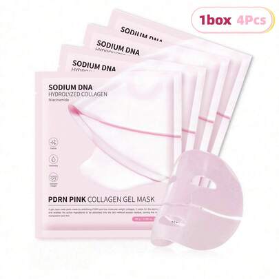 Salmon DNA PDRN Pink Collagen Gel Mask | Color-Changing Gel, Overnight Face Mask For Glass Glow Skin - Elasticity, Hydrating, Firming & Fine Lines Reduction | Low-Molecular Collagen, Cooling Effect | Dermatologically Tested, Pore Minimizing | Korean Skincare, 28g X 4ea (1 Box)
