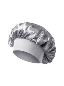 1/2pcs Silk Sleep Cap, Satin Hair Cap, Soft Elastic Silk Sleep Bonnet, Curly Hair Silk Hair Cover (Black & Gold) Hair Styling Kit Hair Tool Kit - Multicolor - View 14