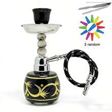 Portable Hookah Kit, Mini Hookah, 17.5 Cm/6.9 Inches Tall (Includes A Nice Glass Bottle, Pipe, Charcoal Tray, And Hookah Tongs), Single Pipe Hookah, No Power Required, Includes 2 Random Hookah Mouthpieces - Small - View 11