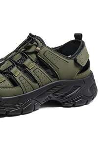 Men's Outdoor Summer Anti-Collision Mesh Breathable Wading Shoes, Casual Beach Sandals - Green and Black - View 3