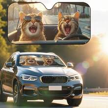 Cat Themed Car Sun Visor, Cute Cartoon Design, Sun Shading & UV Protection, Keeps Dashboard Cool, Fits Most Sedans, SUVs And RVs, Portable & Foldable, Fashionable Car Accessory, Must-Have Car Decor, Eye-Catching Photo Prop - Multicolor - View 15