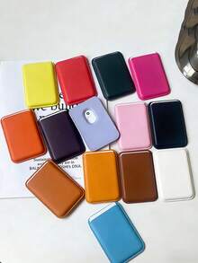 Leather Wallet Card Holder PU Apple Magsafe Leather Magnetic Card Slot PU Leather Back Sticker Suitable For Public Transportation Card Spring Gift - Multicolor - View 3