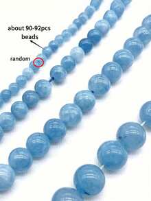 1串天然蓝海蓝玉石散珠，可用于DIY各种手链和首饰，尺寸：4、6、8、10毫米 - 淺藍色 - 查看 9