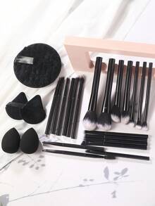 25PCS Makeup Tools Set Including:20PCS Makeup Brush Set+2PCS Makeup Sponges+2PCS Triangle Powder Puffs+1pc Facial Cleansing Sponges,All-In-One & Beginner-Friendly | Travel-Ready & Gift-Ready | Perfect For Newbies/Her - Multicolor - View 3