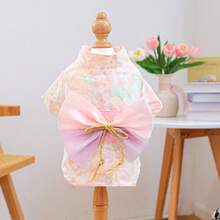 PETCIRCLE 1件宠物衣服，樱花梦幻和服轻便透气舒适狗狗/猫咪套装 - 粉色 - 粉色 - 查看 12