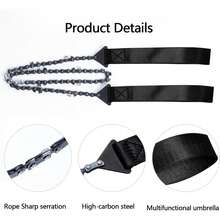 Sucrain 24-Inch Folding Chainsaw With Rope Handle, Emergency Outdoor Survival Gear For Camping, Hunting, Hiking, Cutting Wood And Trees (Black, 11 Teeth, 24-Inch Length) - Black - View 3