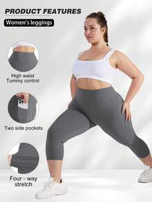 3 Packs Capris For Women With Pockets High Waist Cropped Trousers Yoga Pants  Running Active 3/4 Length Leggings For Workout Exercise & Fitness Plus Size Black Dark Gray Wine Red Combo Buttery Soft Spring Summer - 1黑1深灰1酒紅 - 查看 2