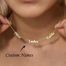 Personalized Name Necklace, Customized Family Name Necklace, Friendship Necklace, Delicate Gold-Tone Name Jewelry, Gift For Wife - Multicolor - View 1