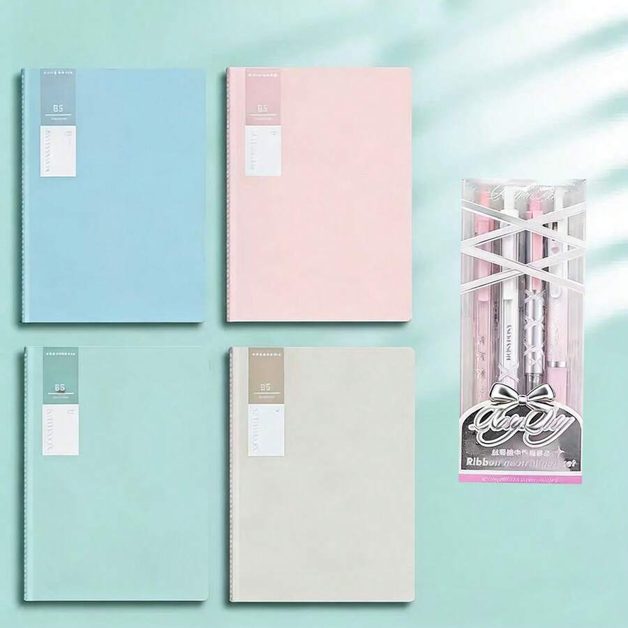 B5 Minimalist Lined Notebook, Student Workbook, Ruled Notepad - Multicolor - View 1