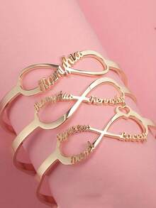 1 buc brățară personalizată cu deschidere nelimitată, poate fi personalizată cu 1-6 nume, bijuterii din oțel inoxidabil, lucruri personalizabile, cadouri pentru iubit, brățări de damă, brățări personalizate, bijuterii personalizate, cadouri de Crăciun personalizate, bijuterii de Halloween, cadouri personalizate, cadouri pentru familie și prieteni, perfectă pentru sărbători, zile de naștere, aniversări, ceremonii de absolvire - Multicolor - Vizualizare 3