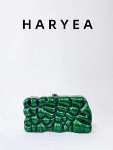 新款欧美不对称贝壳亚克力手拿包，时尚婚礼/派对手提包 - 綠色 - 查看 1