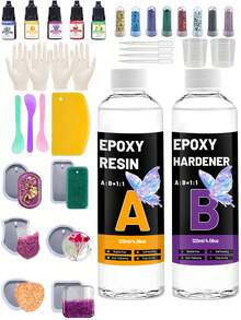 透明环氧树脂，环氧树脂套装，自流平，无气泡涂层和浇注树脂，适用于DIY工艺品、珠宝、杯垫、模具等。 - Epoxy Resin - 查看 17