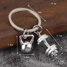 1 pieza Llavero de mancuerna, llavero de mancuerna de estilo deportivo minimalista y de moda, accesorio de llave de aleación para hombres, superficie lisa, gran regalo para amigos - Negro - Ver 6