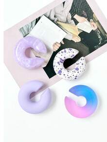 4pcs Gradient Color Clip-On Earrings Without Piercing, Acrylic Painted Ear Cuff Set - 4pcs - View 19