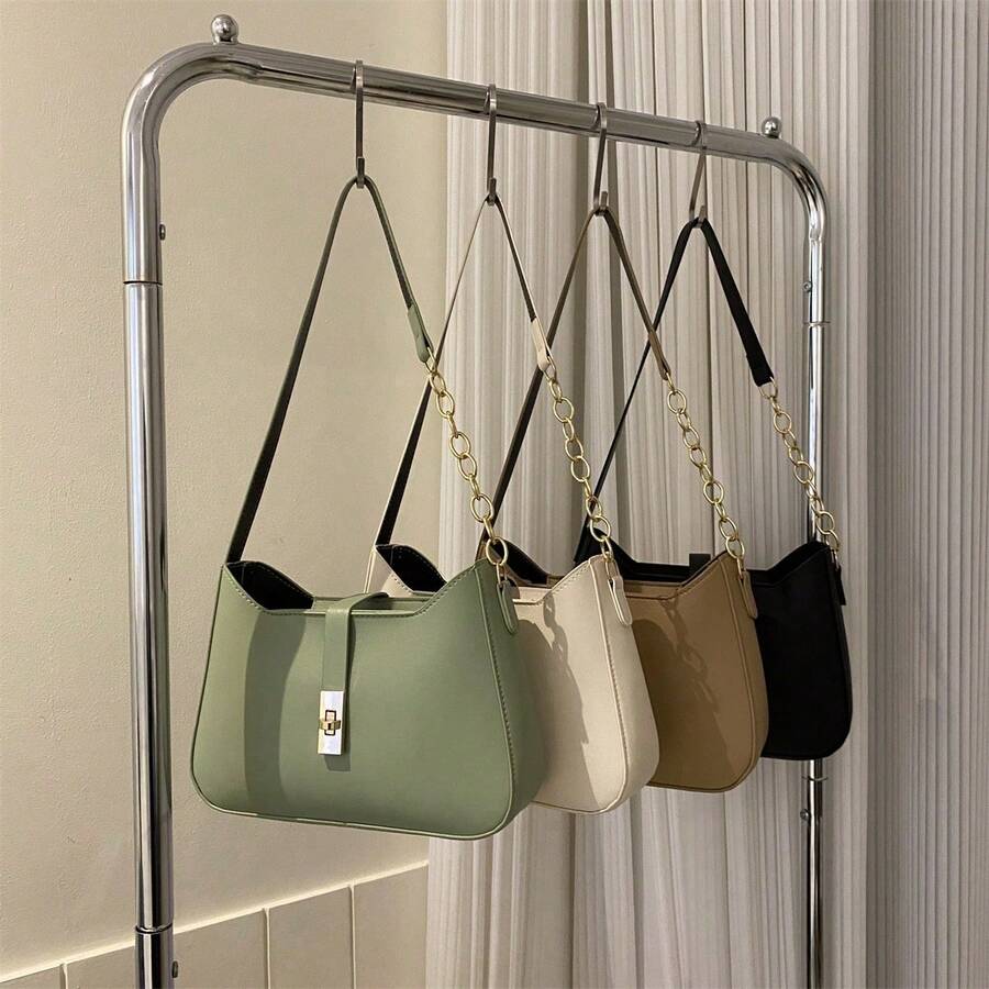 Bolsa de Ombro Minimalista de Moda Feminina, Adequada para Uso Diário, Viagens, Compras - Multicolorido - Visão 1