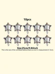 10 quả bóng bay trang trí hình ngôi sao màu trơn, bóng bay PE hiện đại dùng để trang trí tiệc, - Bạc - Xem 5