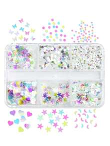 Holographic Mermaid Heart-Shaped Resin Glitter Fillers, 1 Box 3D Shiny Star Moon Butterfly Flakes, Suitable For Epoxy Resin Filling - Multicolor - View 5