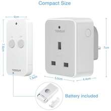 Remote Control Sockets, TESSAN Remote Control Plug Socket, Remote Socket With 30m Operating Range, Programmable Wireless Plug With Remote Control For Household Appliances, 1 Pack Socket And 1 Remote - UK Plug(220-240V) - View 2