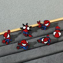 6 piezas de broches de metal esmaltado con temática de películas de acción, accesorios decorativos para ropa y bolsos - Araña - Ver 8