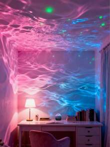 USB Automatic Rotating Wave Projection Lamp, Suitable For Bedroom Relaxation And Home Party Decoration - 黑色 - 查看 3