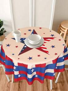 1 Stück runde amerikanische Flagge Tischdecke, geeignet für den Unabhängigkeitstag, wasserbeständige patriotische Tischdecke für Outdoor-BBQ und Unabhängigkeitstag, Vintage Sterne und Streifen Tischdekoration für patriotisch thematisierte Veranstaltungen, Labor Day Party Dekoration inspiriert von der amerikanischen Flagge, 4. Juli patriotische Party Dekoration, amerikanische patriotische Feiertags-Party Tischdecke, amerikanische patriotische Party Tischdekoration, Party Zubehör, Party Geschenke - Unabhängigkeitstag - Übersicht 8