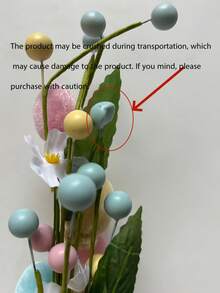 1支人造复活节花卉，色彩缤纷的复活节彩蛋浆果装饰，春季花茎复活节彩蛋装饰，适合家居派对花瓶花卉中心摆件 - 多色 - 查看 11