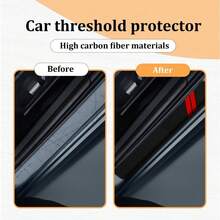 New- 4PCS Car Door Sill Tectors, Car Door Edge Guards, Carbon Fiber Auto Entry Edge Guard Sill Scuff Plate Cover Strips, Anti-Scratch Threshold Tection Trim  For Most Vehicles - Red - View 4