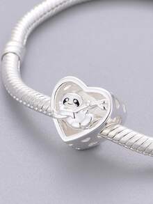 1pc Fashionable Minimalist Niche Design Cute & Healing Animal Series (Sloth, Elephant, Panda, Squirrel, Rabbit, Fox) Beaded Bracelet/Necklace, Creative Daily Versatile DIY Jewelry Gift - Silver - View 2