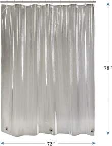 AmazerBath Shower Curtain Liner, 72x72 Grey Shower Liner, Cute Plastic Shower Curtain Liners, Lightweight PEVA Waterproof Gray Shower Curtains For Bathroom With Magnets And 12 Grommet Holes - 午夜 - 查看 8