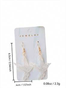 1 Pair Cute Acrylic White Water Wave Hollow Bird Earrings, Fresh And Lively Style, Suitable For Women As Daily Wear Or Gift, Earrings - Bird - View 6