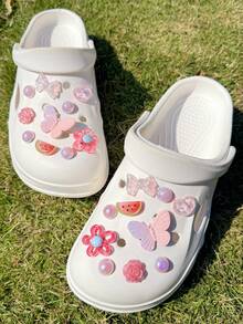20 piezas Accesorios lindos de sandalias DIY, Dijes desmontables para sandalias, Adecuado para sandalias de mujer, Decoración de zapatos personalizada y divertida - Rosa - Ver 5