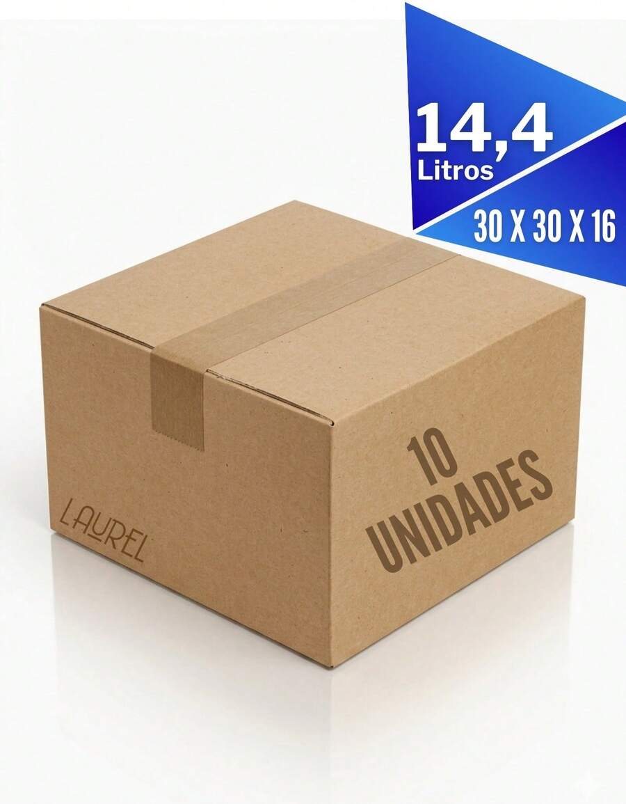 10 Unidades Caixa de Papelão 30x30x16 para Embalagem Envio E-Commerce Correios Mudança Armazenamento Papelão Reforçado Empilhável Transporte Produtos Loja Online Envios Seguros - Marrom Claro - Visão 1