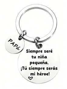 爸爸钥匙扣 - “你永远是我的英雄” 西班牙语刻字，父亲节礼物，送给英雄爸爸的钥匙圈 - 彩色 - 查看 4