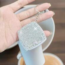 Luxury Rhinestone Mini Tape Measure, Portable With Keychain, Light Luxury Ruler 2m High Precision, Measuring Clothes Home Soft Tape - White - View 7