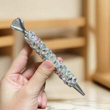 Luxury Diamond Encrusted Glass Crystal Ballpoint Pen, Creative Office & Student Gift, Korean Style High-End Pen - White - View 10