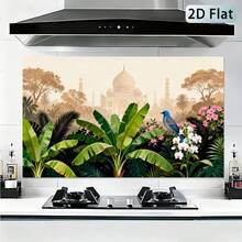 1pc Self-Adhesive Kitchen Backsplash Sticker, Tropical Plant Theme, Easy To Install And Clean, Oil-Resistant, Suitable For Walls In Dining Room, Living Room And Kitchen - Style 1 - View 7