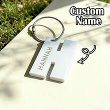 Personalized Acrylic Keychain Laser Cut Hollow Name Tag Pendant Backpack Charm Customized Letter Plate Luggage Tag - A - Nameplate With Initials Of the Iron Ring - View 7