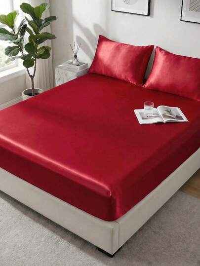 1 pieza Sábana ajustada de satén, Funda de edredón sedosa y suave (excluyendo el relleno), Diseño de bolsillo profundo, Transpirable y fresco, Sábana ajustada de satén minimalista, Múltiples tamaños disponibles, Lavable a máquina, Regalo ideal para vacaciones, Nuevo producto de primavera/verano