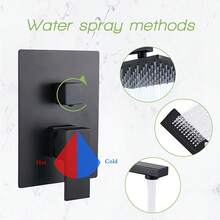 LED Shower Faucet Set, Shower System With High Pressure 8-Inch Rainfall Shower Head And Handheld Spray, Bathroom Luxury Rainfall Mixer Shower Complete Combination Set - Matte Black - View 4